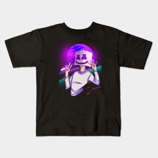 Marshmello Retrowave Party Kids T-Shirt